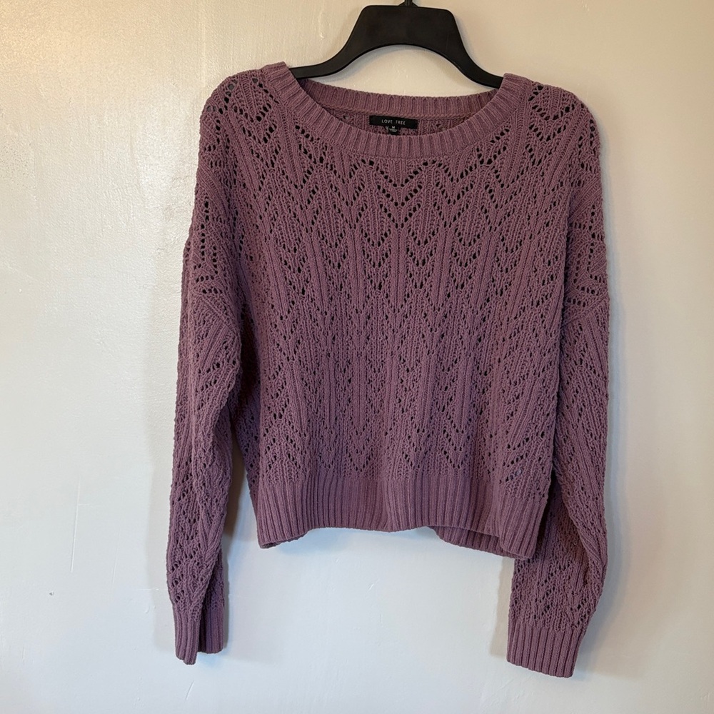 Purple Medium Crewneck Cropped Sweater